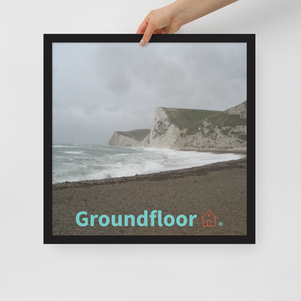 Waves and Sand Framed poster with Groundfloor with House Logo