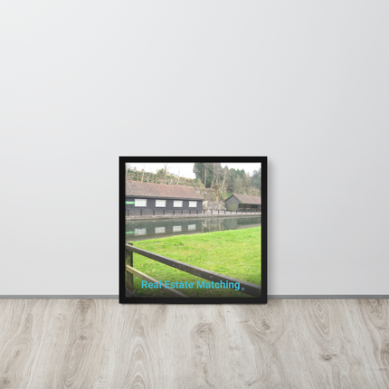 Lakeside Serenity Framed poster with realestatematching without key Logo