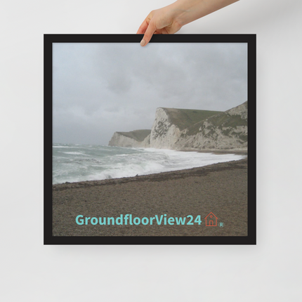 Waves and Sand Framed poster with groundfloorview24 with House Logo