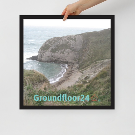 Sea & Hills Framed poster with Groundfloor24 with House Logo