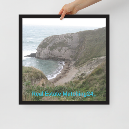 Sea & Hills Framed poster with realestatematching24 without key Logo