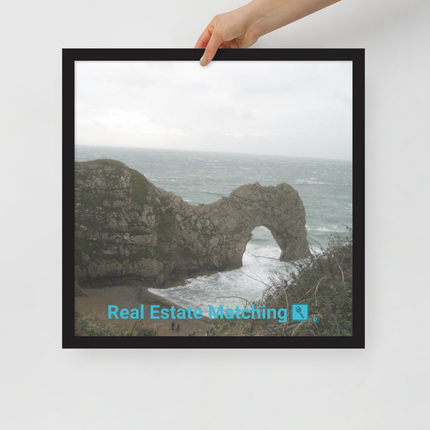 Coastal Escape Framed poster with realestatematching with key Logo