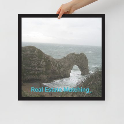 Coastal Escape Framed poster with realestatematching without key Logo
