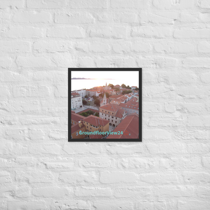 Roof Sunset View Framed poster with groundfloorview24 with House Logo
