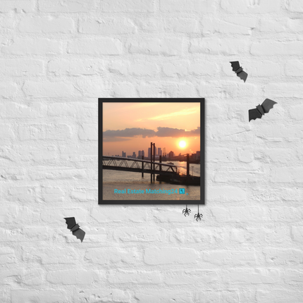 Evening Glow Framed poster with realestatematching24 with key Logo