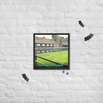 Lakeside Serenity Framed poster with realestatematching24 with key Logo