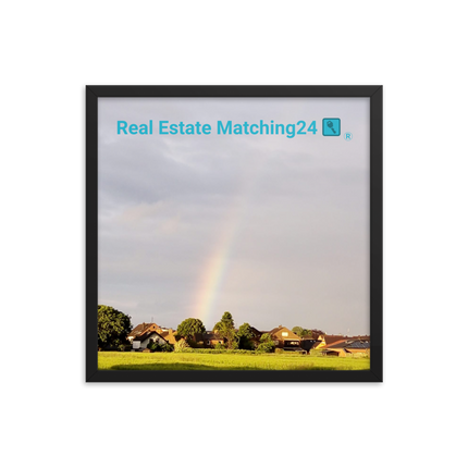 The Rainbow Sinari Framed poster with Real Estate Matching24 Logo