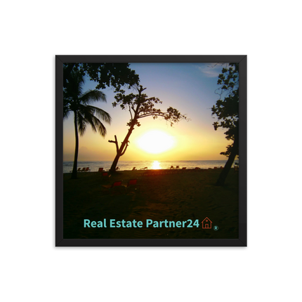 Beautiful Sea View Framed poster with realestatepartner24 with house Logo