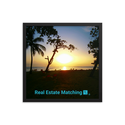 Beautiful Sea View Framed poster with realestatematching with key Logo