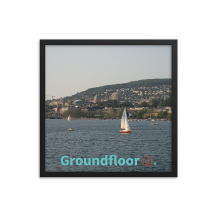 Beautiful River & Hills Sinari Framed poster with Groundfloor with House Logo
