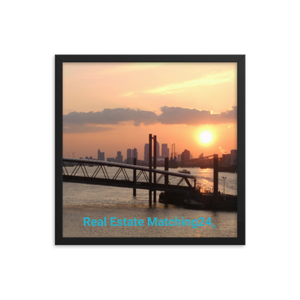Evening Glow Framed poster with realestatematching24 without key Logo