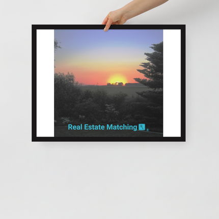 Beautiful Sunset Sinari Framed poster with realestatematching with key Logo