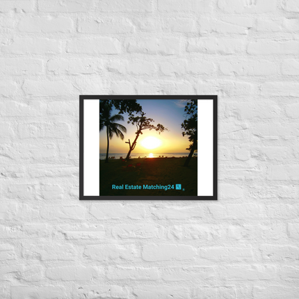 Beautiful Sea View Framed poster with realestatematching24 with key Logo