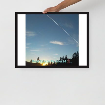 Attractive Sunset Sinari Framed poster with realestatepartner24 with house Logo