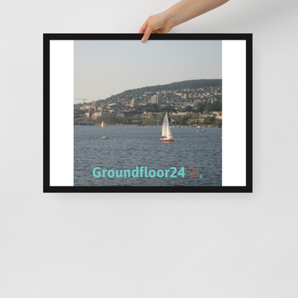 Beautiful River & Hills Sinari Framed poster with Groundfloor24 with House Logo