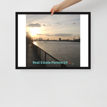 Awesome River View Framed poster with realestatepartner24 with house Logo