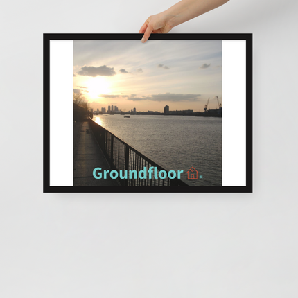 Awesome River View Framed poster with Groundfloor with House Logo