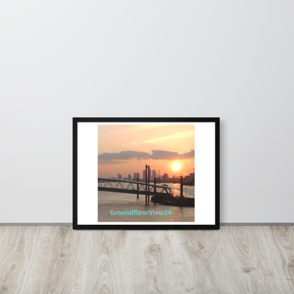 Evening Glow Framed poster with realestatematching with key Logo