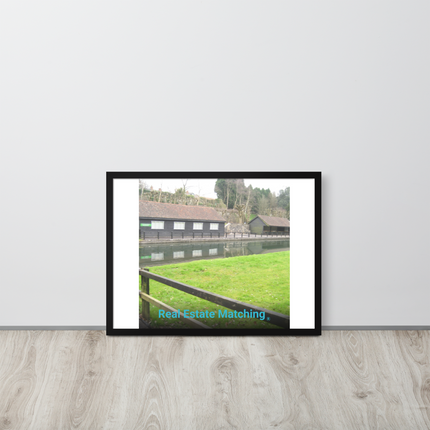 Lakeside Serenity Framed poster with realestatematching without key Logo