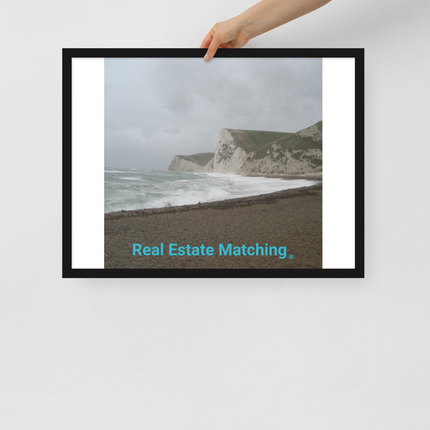 Waves and Sand Framed poster with realestatematching without key Logo