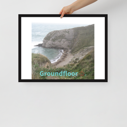Sea & Hills Framed poster with Groundfloor with House Logo