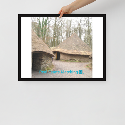 Village Charm Framed poster with realestatematching with key Logo