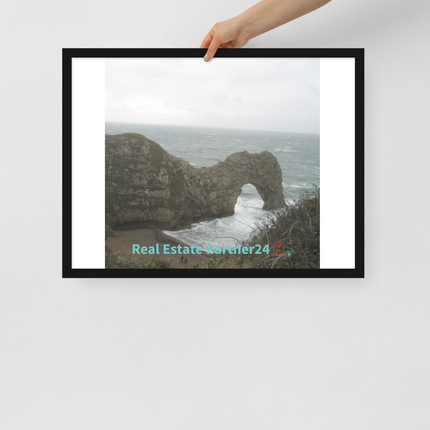 Coastal Escape Framed poster with realestatepartner24 with house Logo