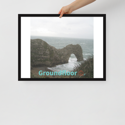 Coastal Escape Framed poster with Groundfloor with House Logo