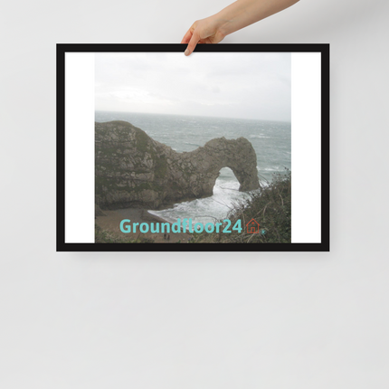 Coastal Escape Framed poster with Groundfloor24 with House Logo