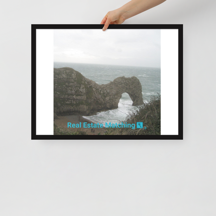 Coastal Escape Framed poster with realestatematching with key Logo