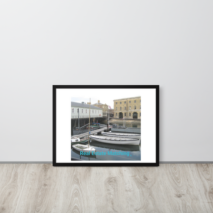 Boat on Water Framed poster with realestatematching without key Logo