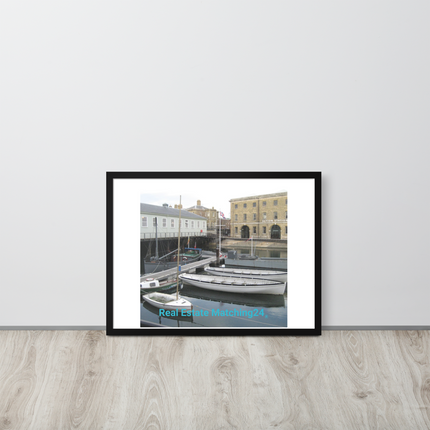 Boat on Water Framed poster with realestatematching24 without key Logo