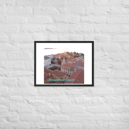 Roof Sunset View Framed poster with groundfloorview24 with House Logo