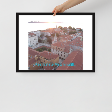 Roof Sunset View Framed poster with realestatematching with key Logo