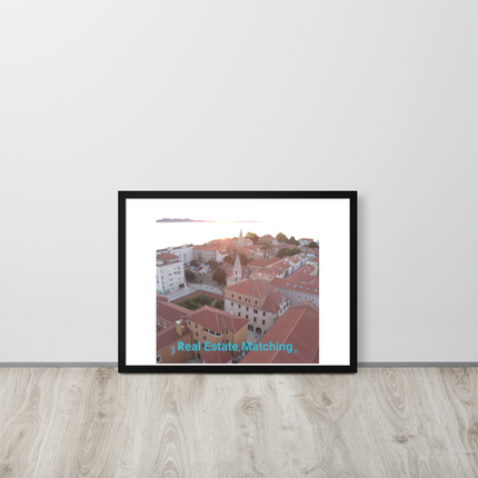 Roof Sunset View Framed poster with realestatematching without key Logo