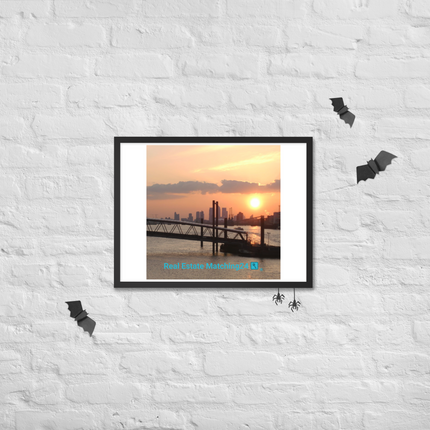 Evening Glow Framed poster with realestatematching24 with key Logo