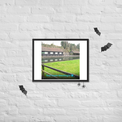 Lakeside Serenity Framed poster with realestatematching24 with key Logo