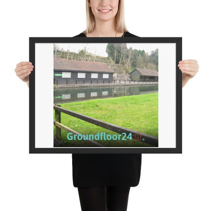 Lakeside Serenity Framed poster with Groundfloor24 with House Logo