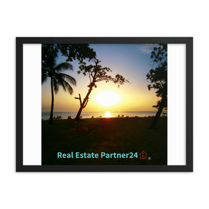 Beautiful Sea View Framed poster with realestatepartner24 with house Logo