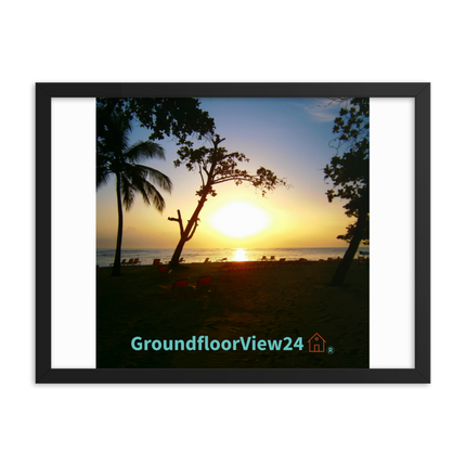 Beautiful Sea View Framed poster with groundfloorview24 with House Logo