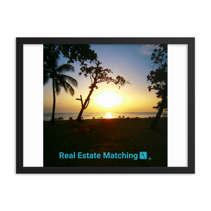 Beautiful Sea View Framed poster with realestatematching with key Logo