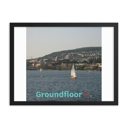 Beautiful River & Hills Sinari Framed poster with Groundfloor with House Logo