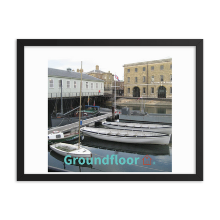 Boat on Water Framed poster with Groundfloor with House Logo