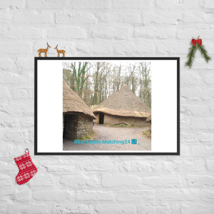 Village Charm Framed poster with realestatematching24 with key Logo