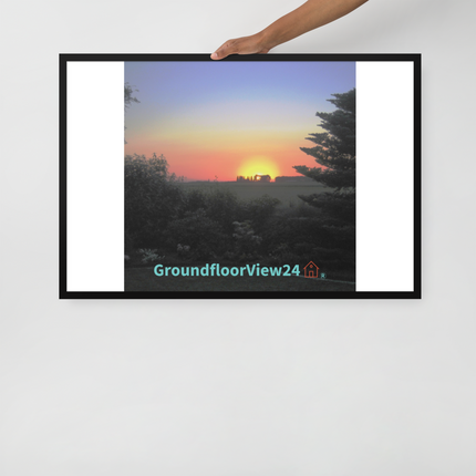 Beautiful Sunset Sinari Framed poster with groundfloorview24 with House Logo