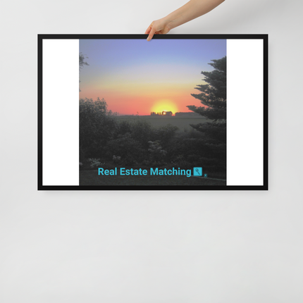 Beautiful Sunset Sinari Framed poster with realestatematching with key Logo