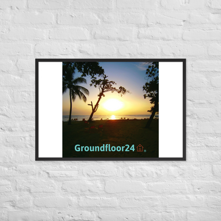 Beautiful Sea View Framed poster with Groundfloor24 with House Logo
