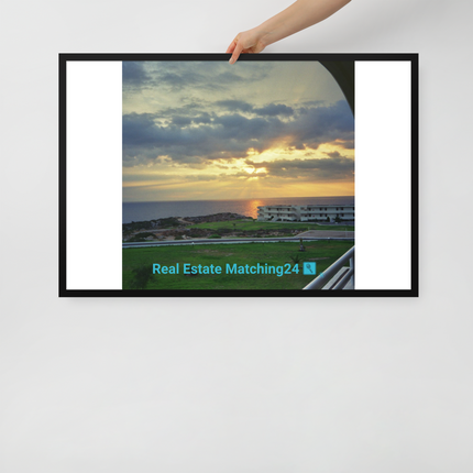 Natural View Framed poster with realestatematching24 with key Logo