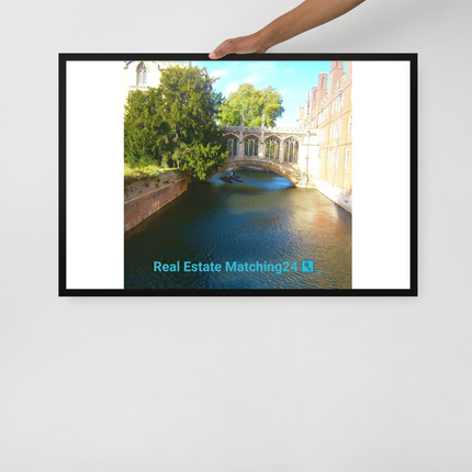 Beautiful Canel Framed poster with realestatematching24 with key Logo