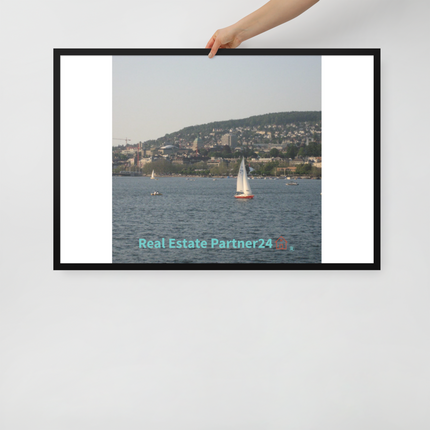 Beautiful River & Hills Sinari Framed poster with realestatepartner24 with house Logo